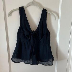 Abercrombie & Fitch Tie Front Swiss Dot Tank